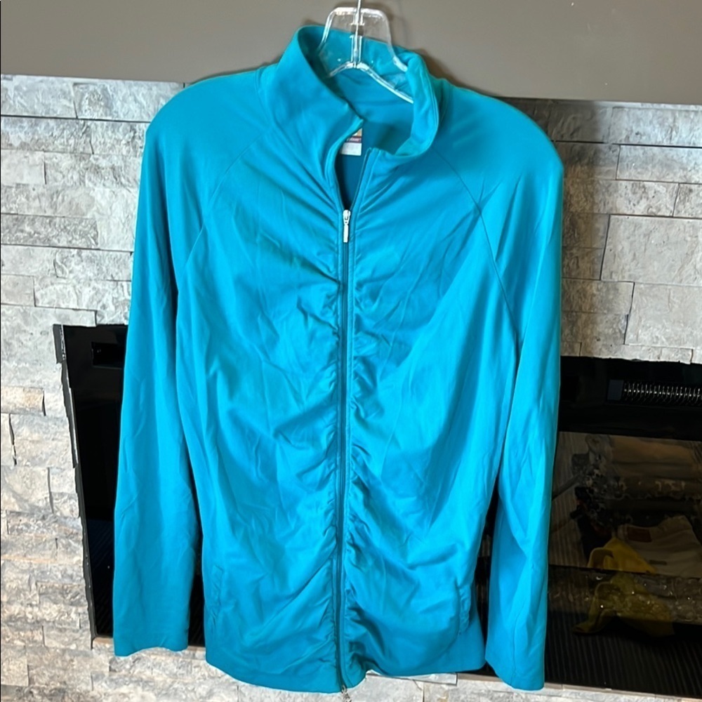 Lucy Teal Blue Athletic zip up jacket size XL